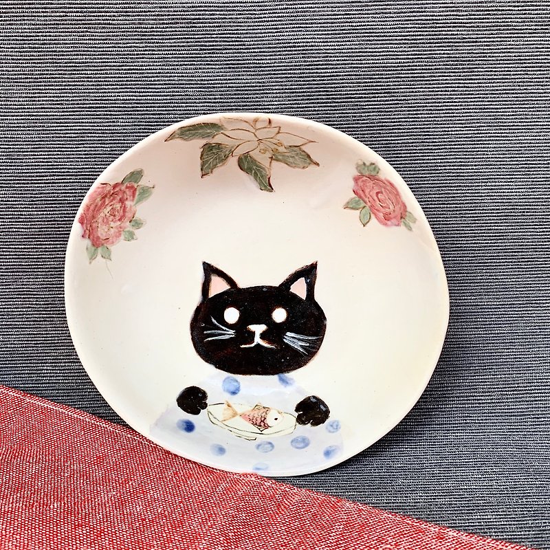 A Lu Cat Boss Pottery Bowl/Hand-painted/U.S. Imported Clay (only this one) - เซรามิก - ดินเผา หลากหลายสี
