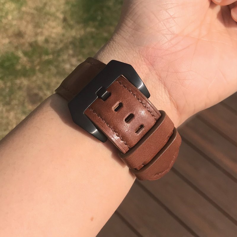 【Apple Watch Strap】Brown Tochigi | Luxury | Handmade Leather in Hong Kong - Watchbands - Genuine Leather Brown