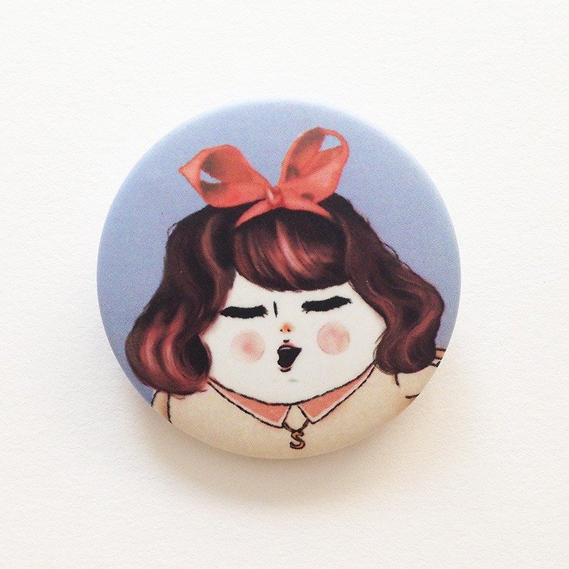 Teen egg girl / pin back buttons - Badges & Pins - Plastic Blue