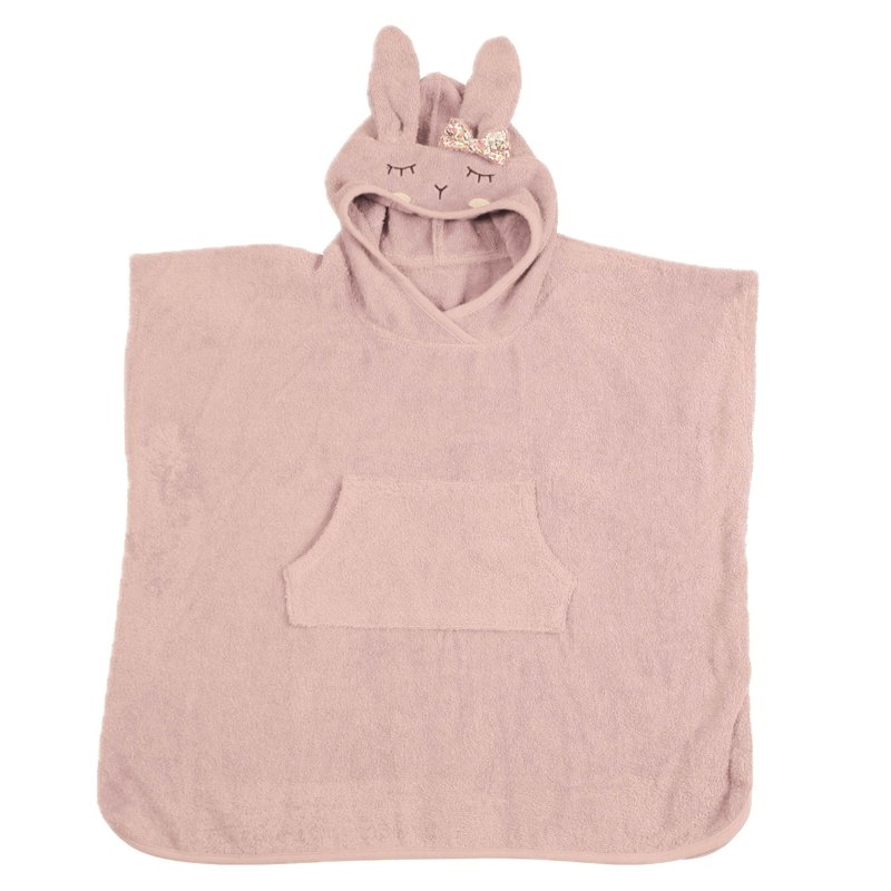 Kikadu Rabbit Cloak Organic Cotton Bath Towel-Pink - Other - Cotton & Hemp Pink