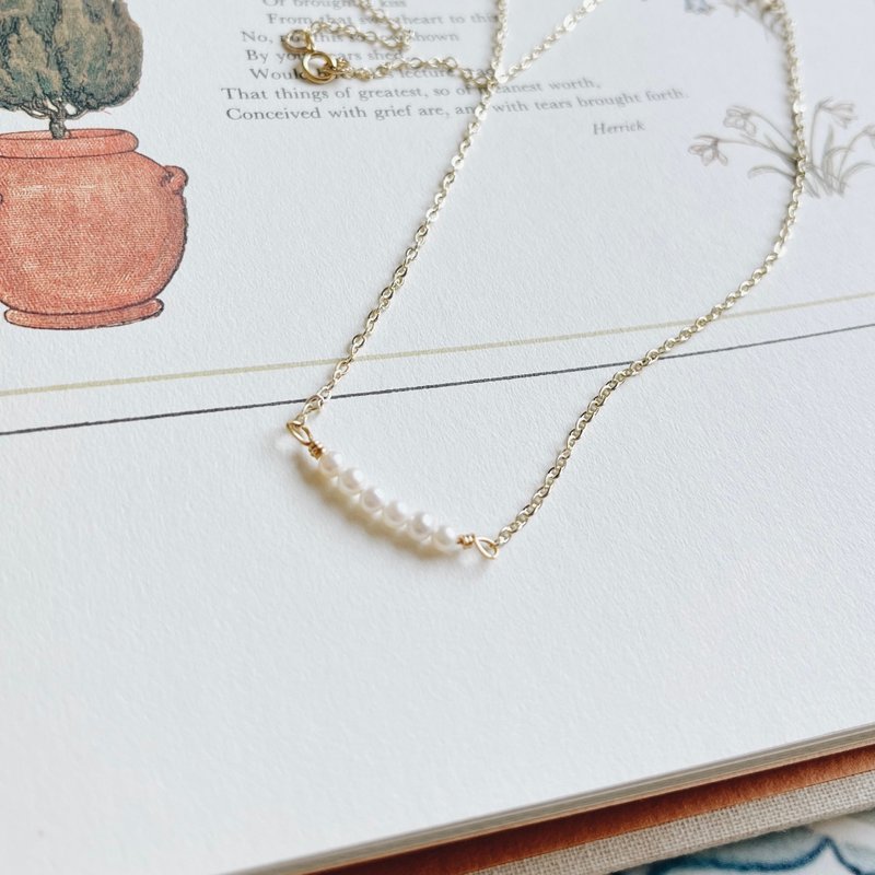 Enko | 靜待第一場雪 淡水珍珠幸福14K包金項鍊 - 項鍊 - 半寶石 白色