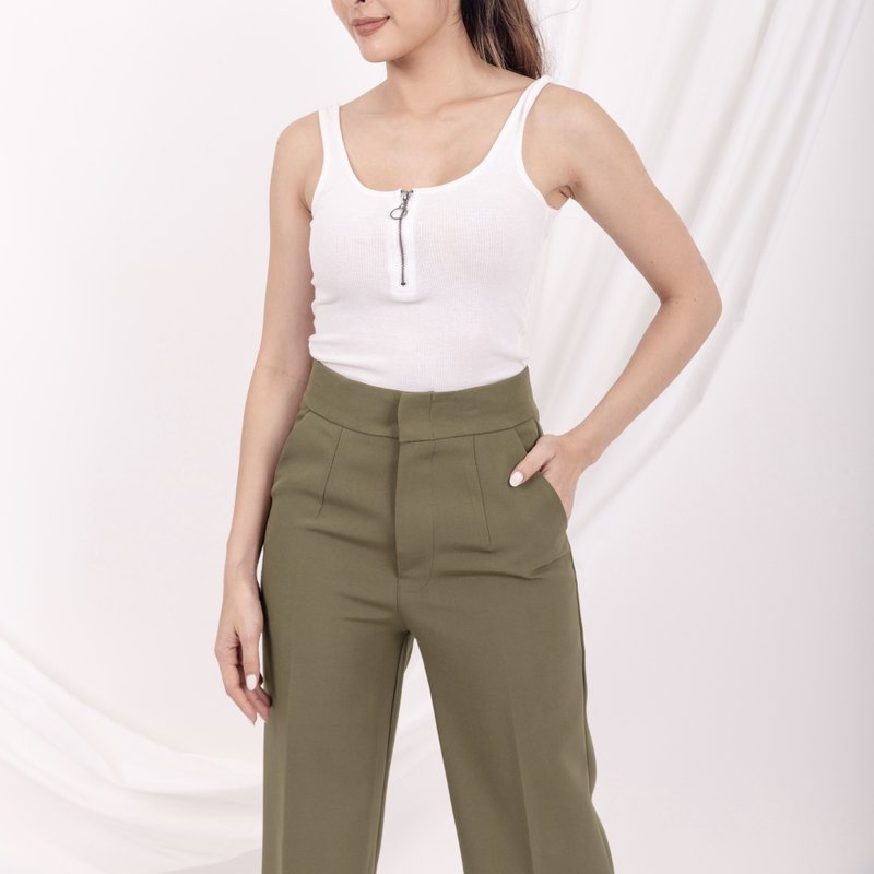 Wendy Wide-Leg Pants  橄欖色 - 女長褲 - 環保材質 綠色