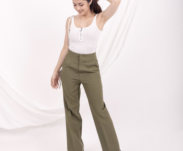 Wendy Wide-Leg Pants in Olive - Shop Issa Apparel Women's Pants