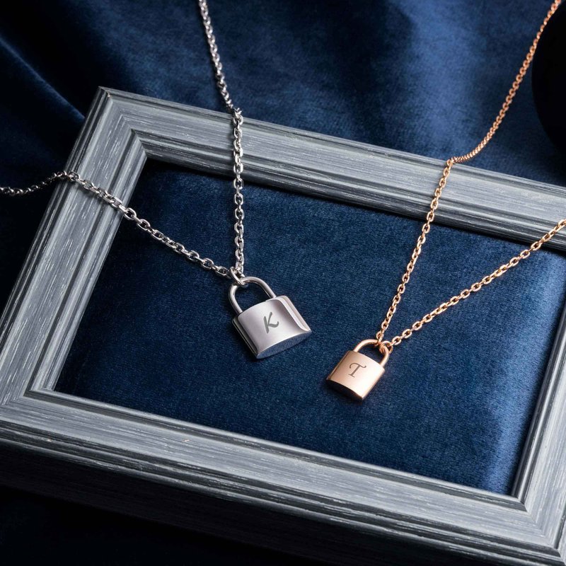 Invincibile Lock Necklace (3 Colours) with personalized custom engraving - Necklaces - Stainless Steel Gold