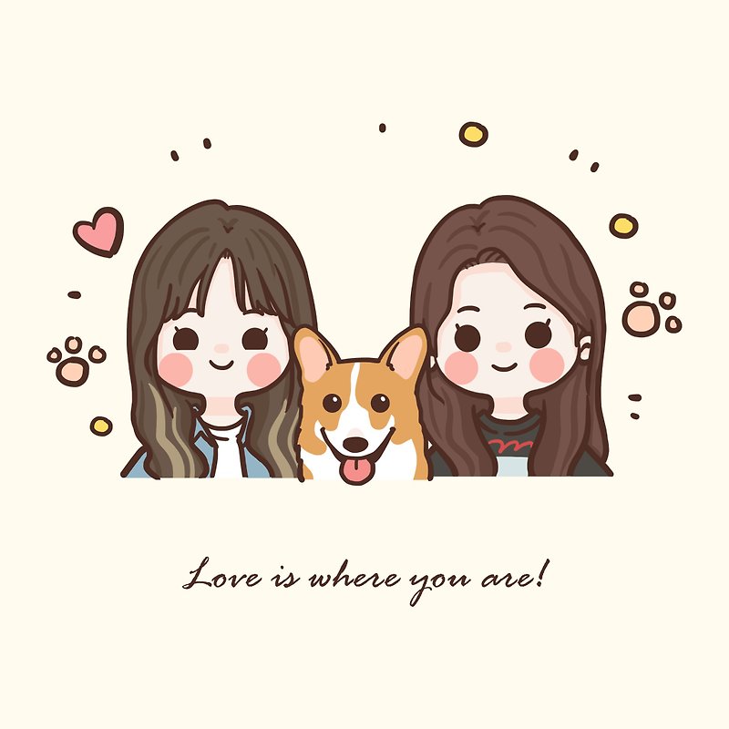 [Electronic file] Custom-made cute mochi style like Yan-painting- girlfriends | couples | pets | family - Digital Portraits, Paintings & Illustrations - Other Materials 