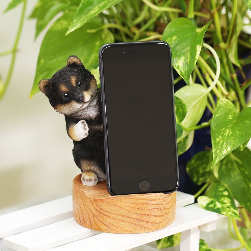 デバリエ ca218gbk【正規品】犬の置物 黒柴 スマホスタンド レジン製 ギフト かわいい 誕生日プレゼント - スマホスタンド・イヤホンジャック - レジン ブラック