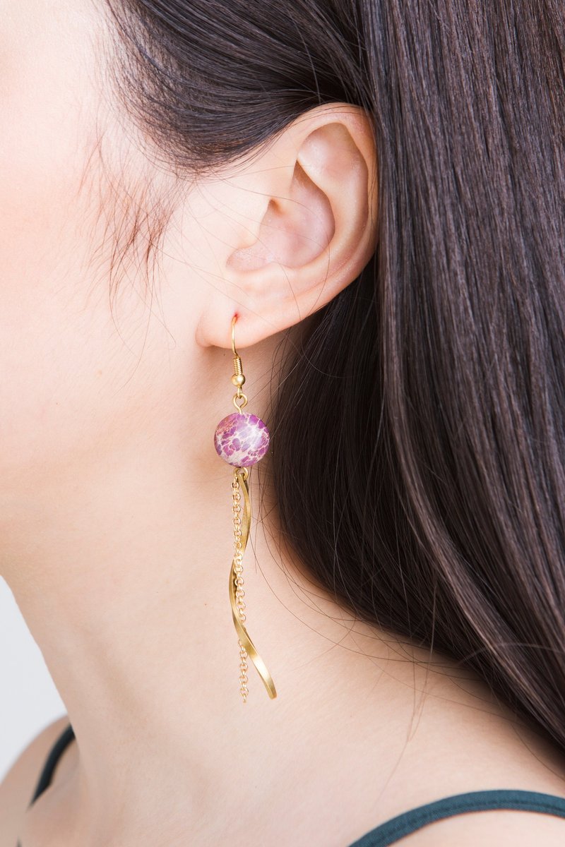 Dancing Dancer Earrings - ต่างหู - เครื่องประดับพลอย สีม่วง