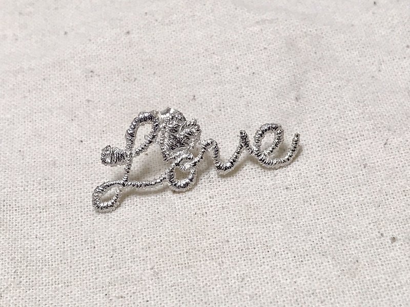 Love pierced earrings / Love Earrings - Earrings & Clip-ons - Other Metals Silver