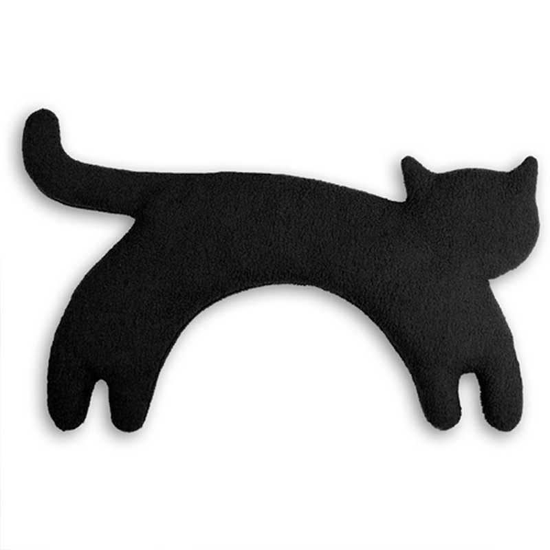 [Christmas gift box] Soothing shoulder and neck hot/cold pack-cat shape (black) - หมอนรองคอ - ผ้าฝ้าย/ผ้าลินิน สีดำ