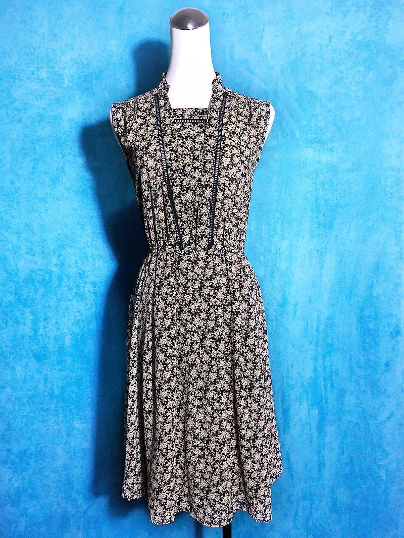 Special collar hollow flowers sleeveless vintage dress / abroad to bring VINTAGE - One Piece Dresses - Polyester Black