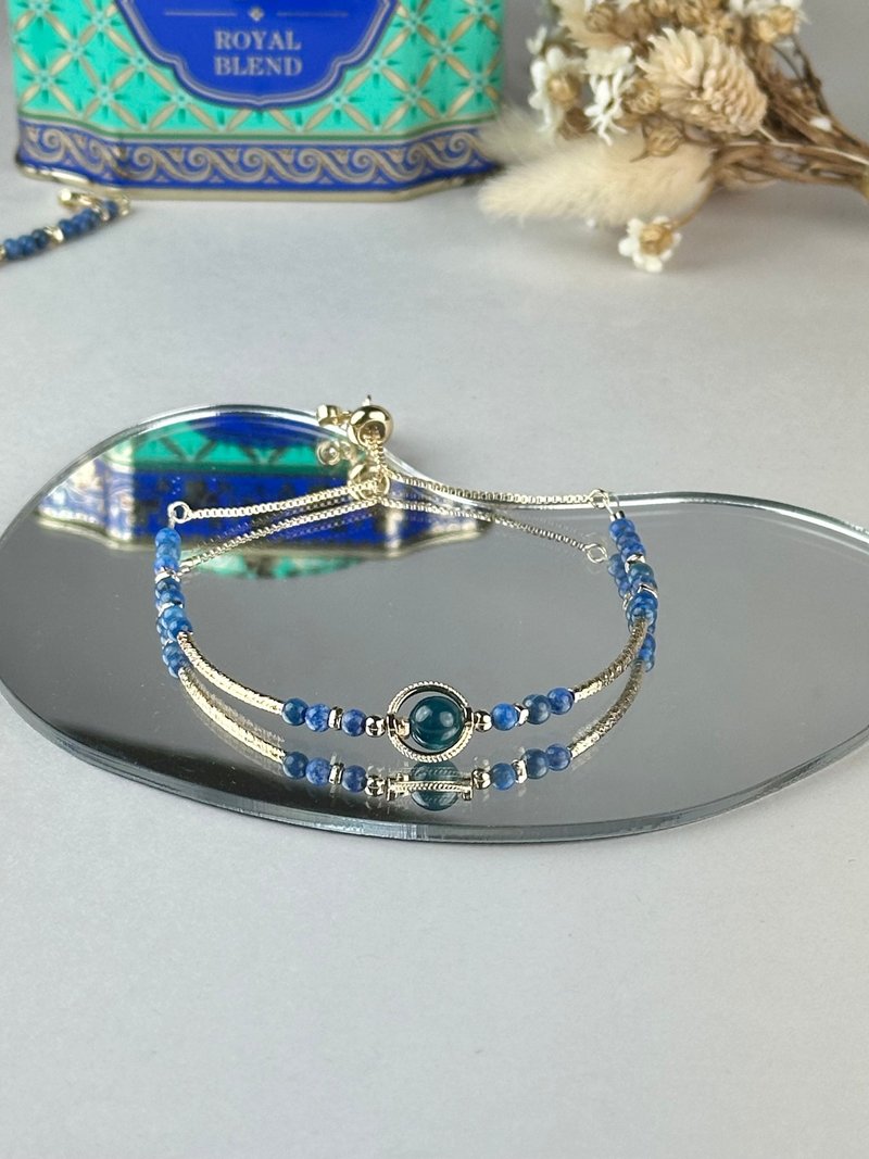 Lapis Lazuli Blue Phosphorus Natural Crystal Bracelet/Soothes emotions, focuses on internal elimination of negative energy - Bracelets - Crystal Blue