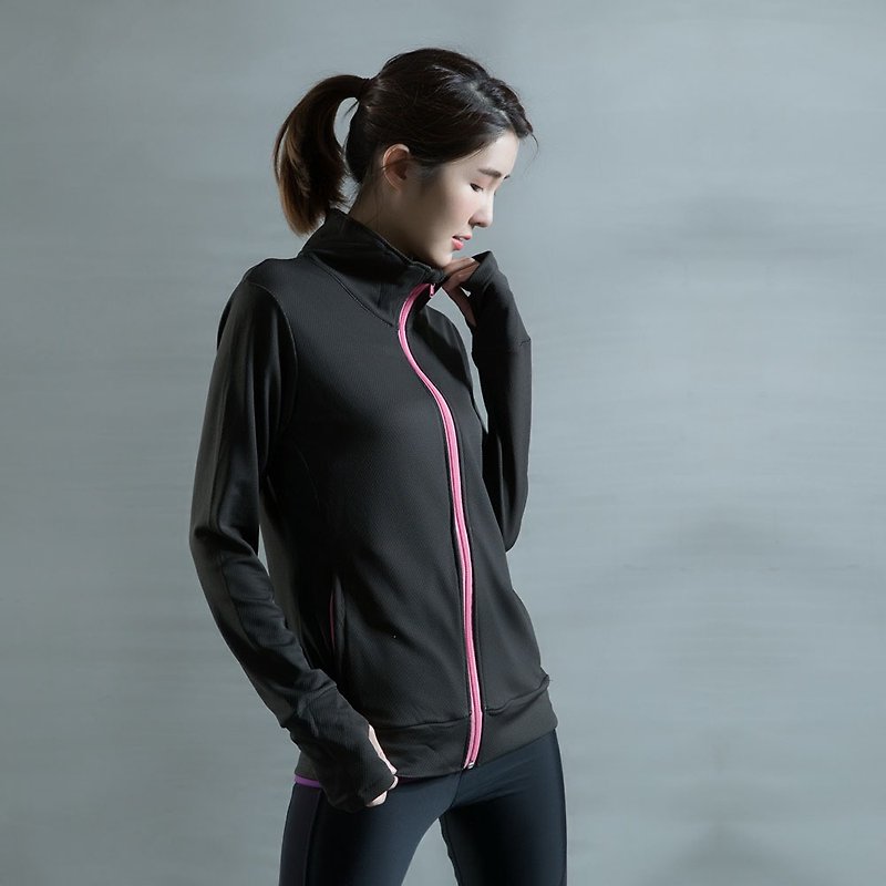 Clear Product-UPF50 + High-efficiency Cooling Anti-UV Sun Jacket-Dark Black - เสื้อแจ็คเก็ต - เส้นใยสังเคราะห์ สีดำ