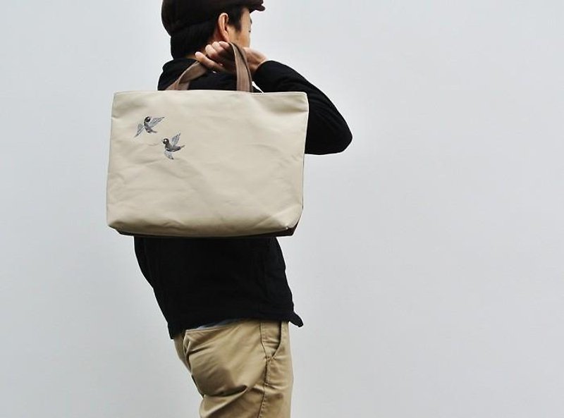 Business bag pigeon - กระเป๋าถือ - หนังแท้ สีกากี