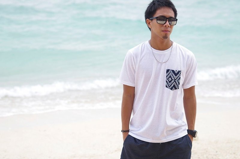 Men's Summer T-shirt <Ikat Black> - Men's T-Shirts & Tops - Other Materials White