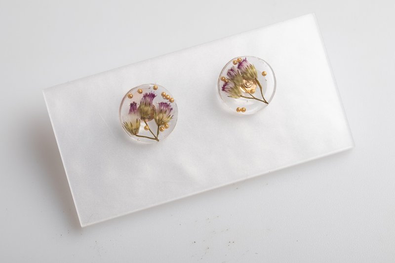 Handmade resin earrings - 耳環/耳夾/耳骨夾 - 塑膠 紫色