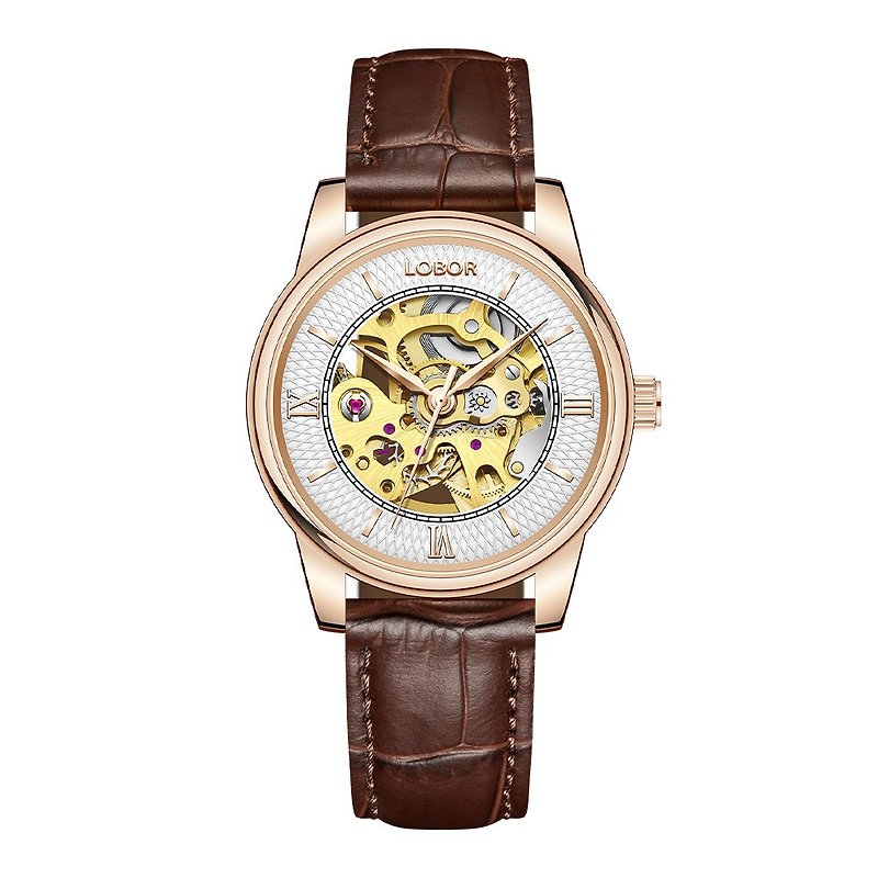 【8色可選】LOBOR 35mm女錶 Dynasty系列 人氣鏤空機械錶 - 女裝錶 - 防水材質 金色