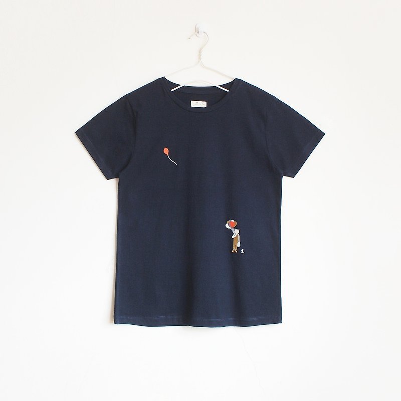 balloon boy t-shirt : navy - 女 T 恤 - 棉．麻 藍色
