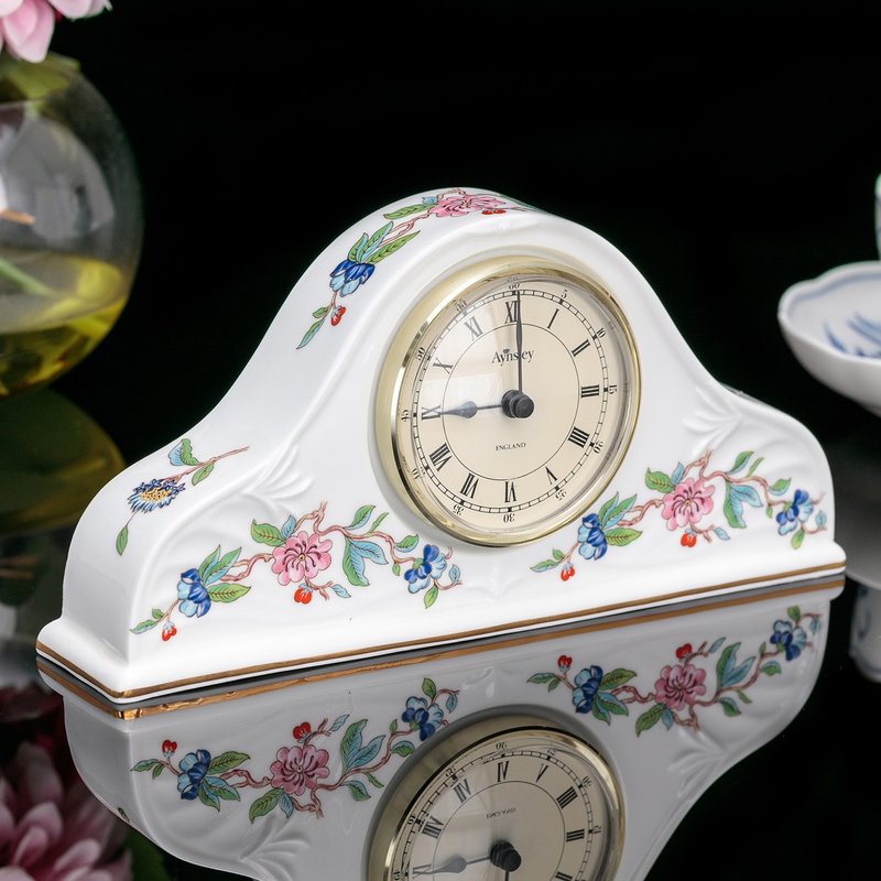 英國製Aynsley 花鳥雅韻時刻 骨瓷典藏座鐘 Pembroke英式桌鐘 - 時鐘/鬧鐘 - 瓷 