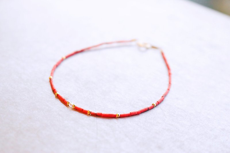 Maxima bracelet coral brass - Bracelets - Gemstone Red