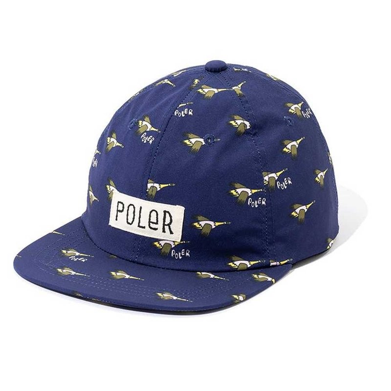 JAPAN LIMITED POLER ALL OVER 6P CAP ORIGINAL PRINT HAT BLUE PRINT - หมวก - วัสดุอื่นๆ สีน้ำเงิน