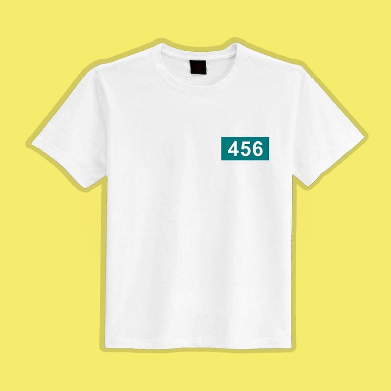 456 Lee Jung Jae Squid Game Text T White T Spoof Clothes T-shirt Group Clothes Children's Clothes Short Sleeves - เสื้อยืดผู้ชาย - ผ้าฝ้าย/ผ้าลินิน หลากหลายสี