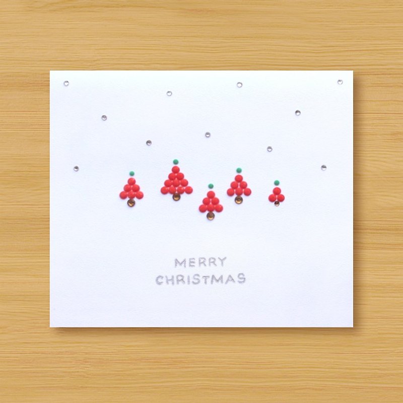 Hand-studded cards _ Christmas Little Forest C ... Christmas, Christmas tree - การ์ด/โปสการ์ด - กระดาษ สีแดง