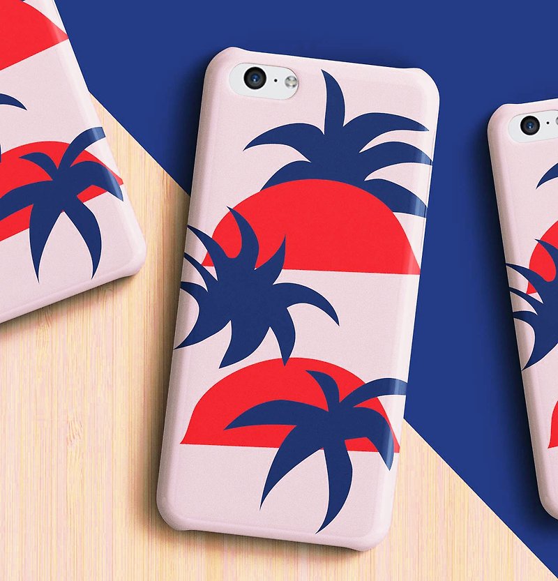 Sunrise and palm trees Phone case - Phone Cases - Plastic Pink