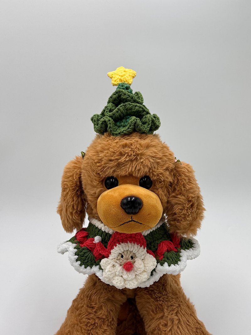 I 寵物編織聖誕老人領巾 I 聖誕老人和愛心滿滿的領巾 I - 寵物衣服 - 棉．麻 多色