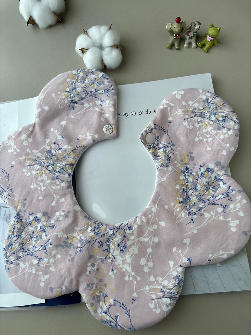 Petal-shaped bib bag with baby's breath pink taro color bib saliva towel - Bibs - Cotton & Hemp Pink