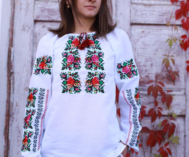 Ukrainian embroidered shirt, handmade shirt, Embroidered Blouse