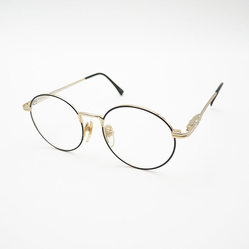 Monroe Optical Shop / Japan K gold round glasses no.A20 vintage - Glasses & Frames - 24K Gold Black