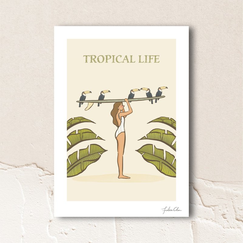 Tropical Life Printed Painting Wall Decor - โปสเตอร์ - กระดาษ ขาว