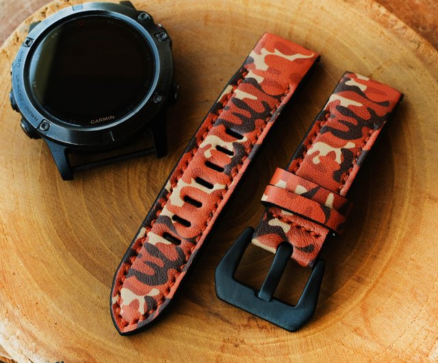 Garmin Orange Camo Watch Band With Quickfit Garmin Connector Shop RuslieStraps Watchbands Pinkoi