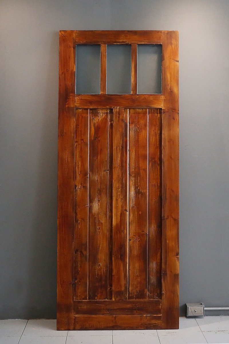 Country industrial wind barn door (single side) bathroom frosted glass door/sliding door/cabinet door/room door/bathroom door - Wood, Bamboo & Paper - Wood Black