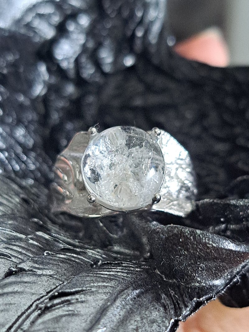晶中晶925純銀活口戒指 稀有礦 - 戒指 - 水晶 白色