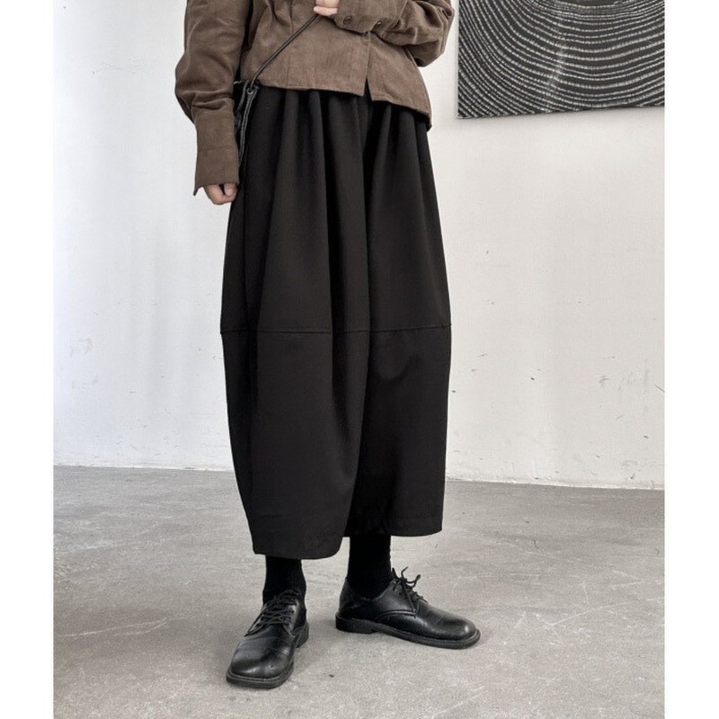 Vintage Casual Stripe Cotton - Wide Leg Pants - Straight Leg Elastic Waist Pants - 女長褲 - 棉．麻 多色