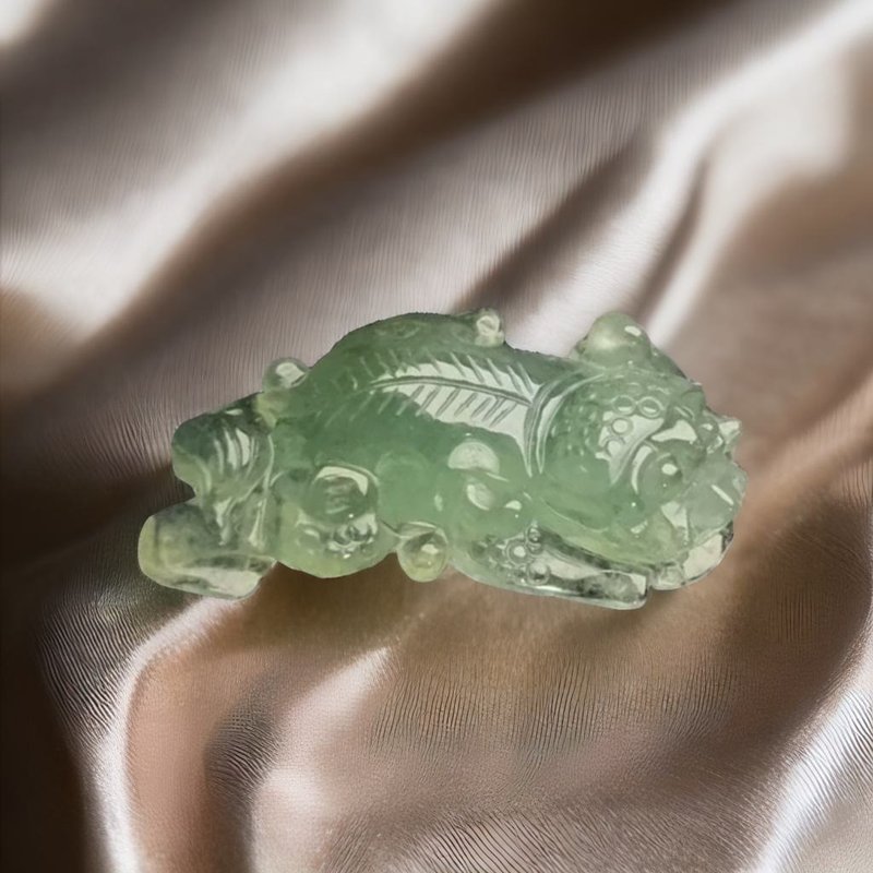 [Lucky Beast] Ice Green Jade Pixiu Ornament | Natural Burmese Jade Jade A Grade | Gift - Items for Display - Jade Green