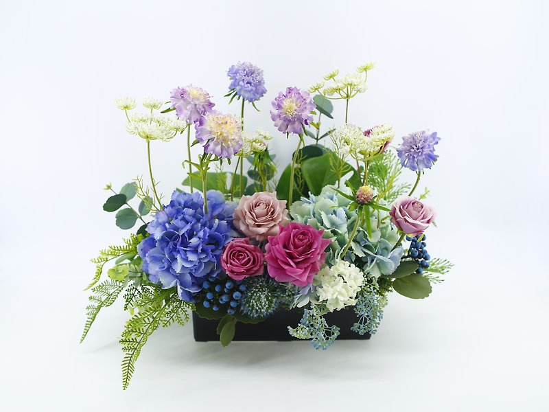 Blue and purple rose hydrangea fragrance floral arrangement / realistic flower / gift / table flower / never wither - Plants - Other Materials 
