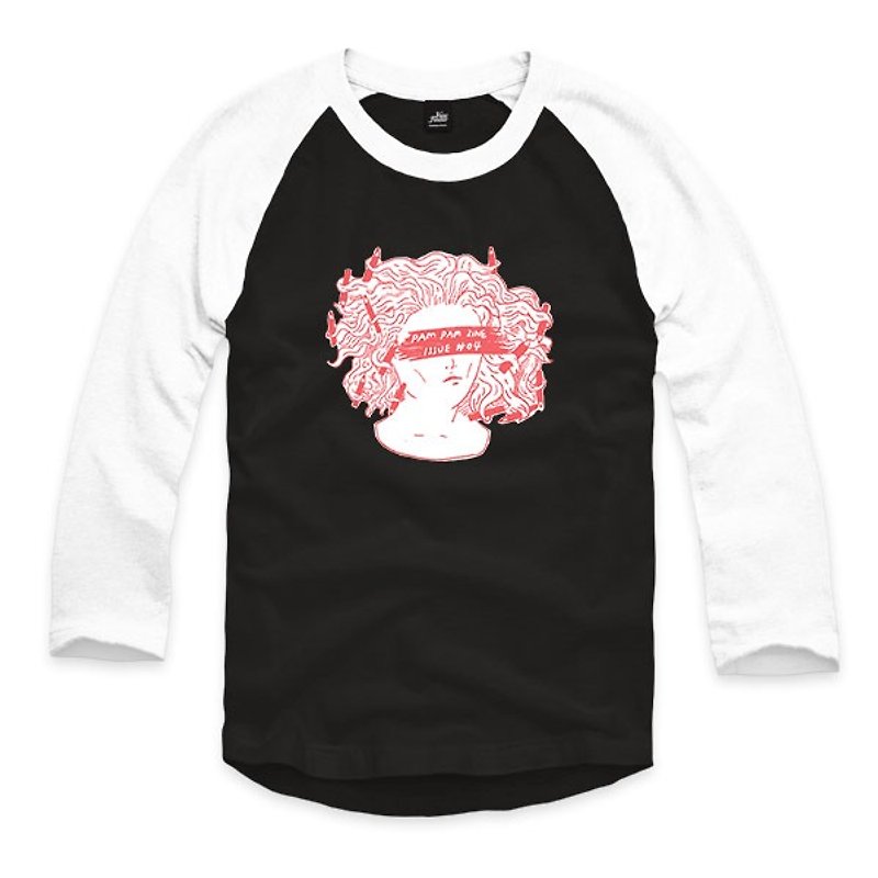Pencil Tussa-Pink-Black/White-3/4 Sleeve Baseball T-Shirt - เสื้อยืดผู้ชาย - ผ้าฝ้าย/ผ้าลินิน สีดำ