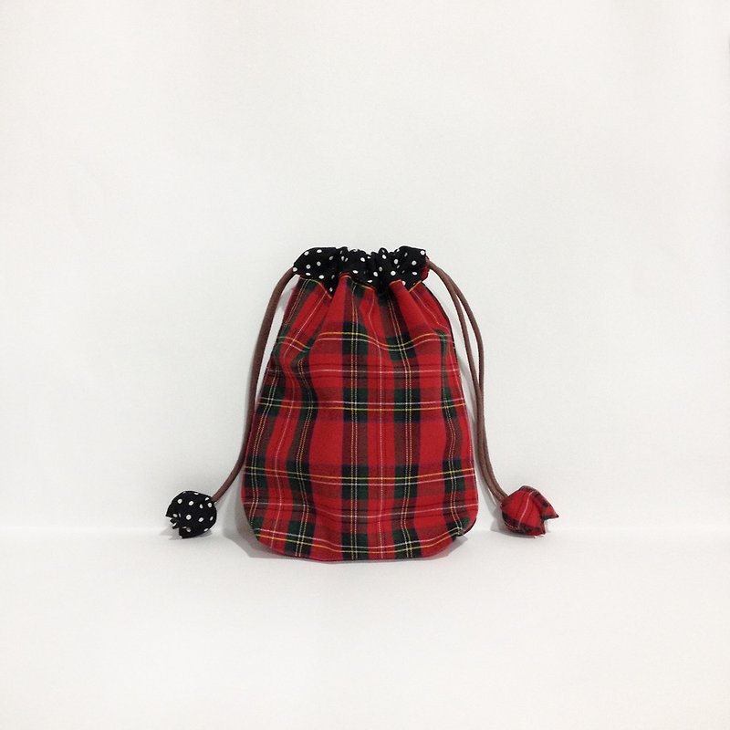 Red Scotland Check Point Point Bunches - Toiletry Bags & Pouches - Cotton & Hemp Red