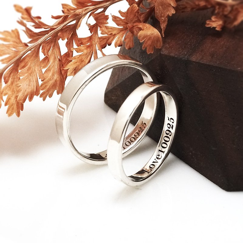 Classic couple ring set [narrow version + medium version] 925 sterling silver couple ring anniversary gift - Couples' Rings - Sterling Silver Silver