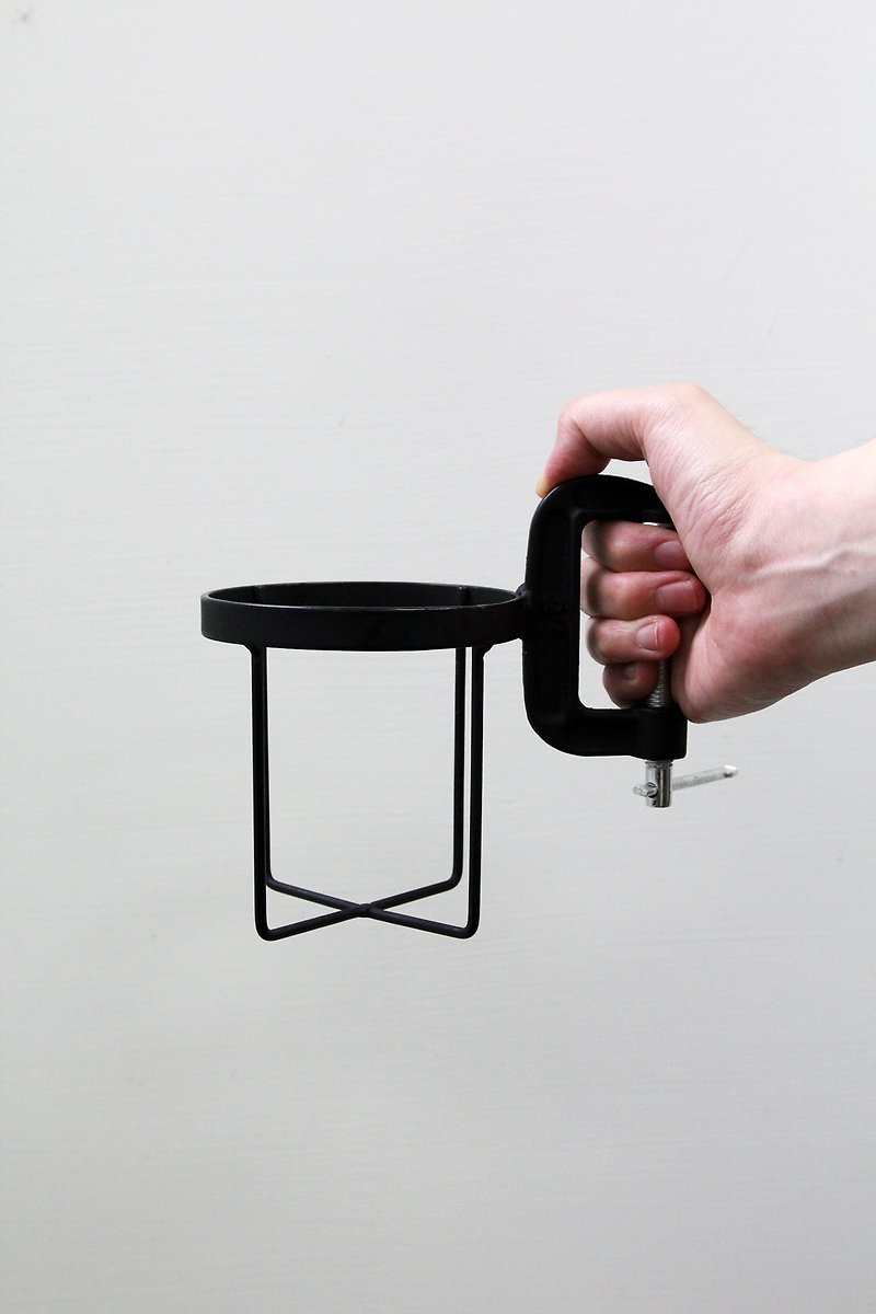 Japan Magnets retro industrial style distressed design metal portable cup holder (large black) - อื่นๆ - โลหะ สีดำ