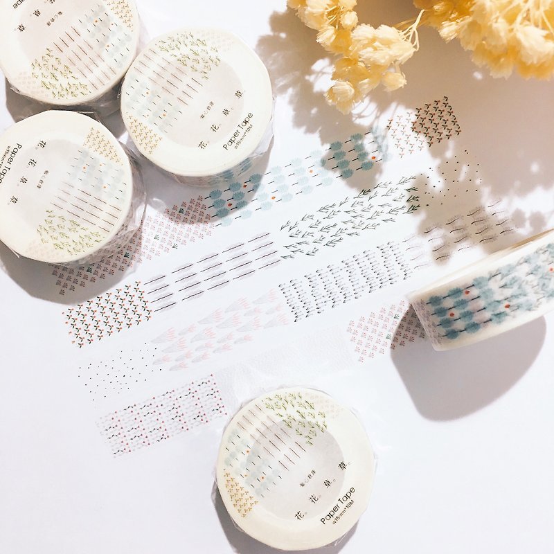 Square flowers / paper tape - Washi Tape - Paper White
