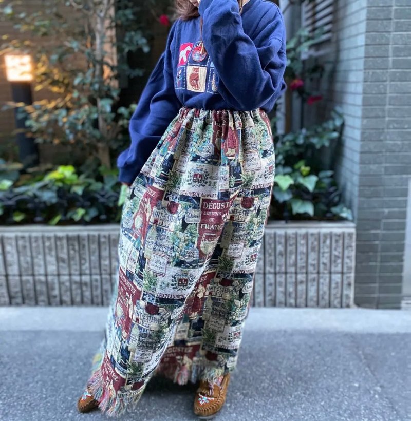 ゴブランフリンジスカート - 裙子/長裙 - 棉．麻 