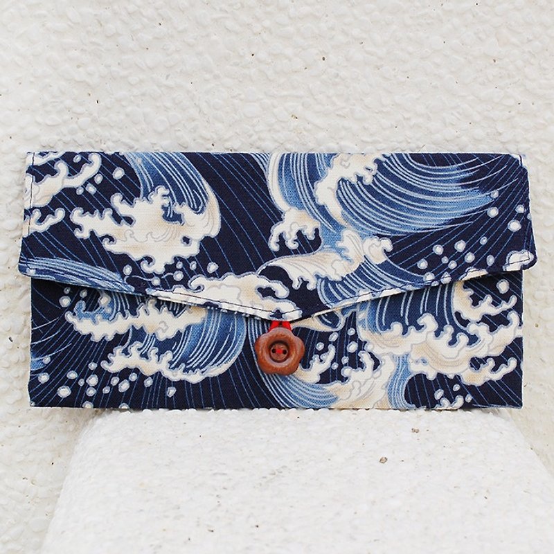 Japanese spray red bag / pouch pocket - Chinese New Year - Cotton & Hemp Blue