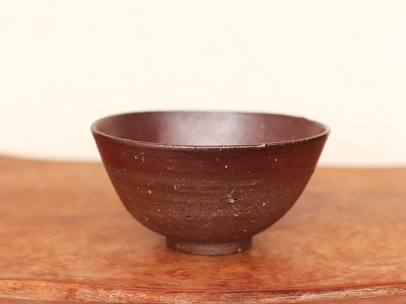 Bizen ware rice bowl (medium) m2-026 - ถ้วยชาม - ดินเผา สีนำ้ตาล