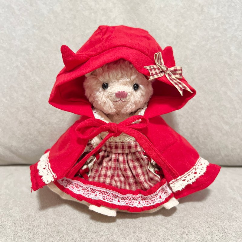 nuiMOs|15cm doll|17cm doll|Handmade baby clothes|Little Red Riding Hood dress and cape set - Stuffed Dolls & Figurines - Cotton & Hemp Red