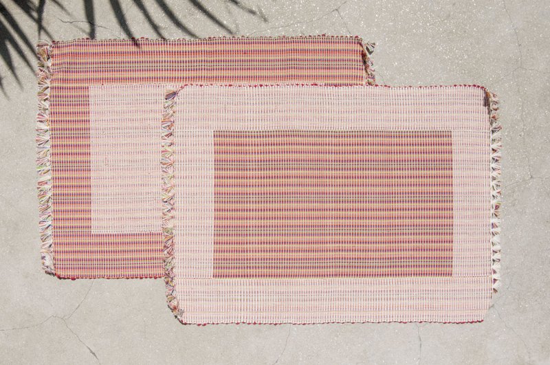 Hand felt woven table mat/placemat/woven placemat/Boho ethnic placemat-summer sky rainbow stripes - ผ้ารองโต๊ะ/ของตกแต่ง - ผ้าฝ้าย/ผ้าลินิน หลากหลายสี