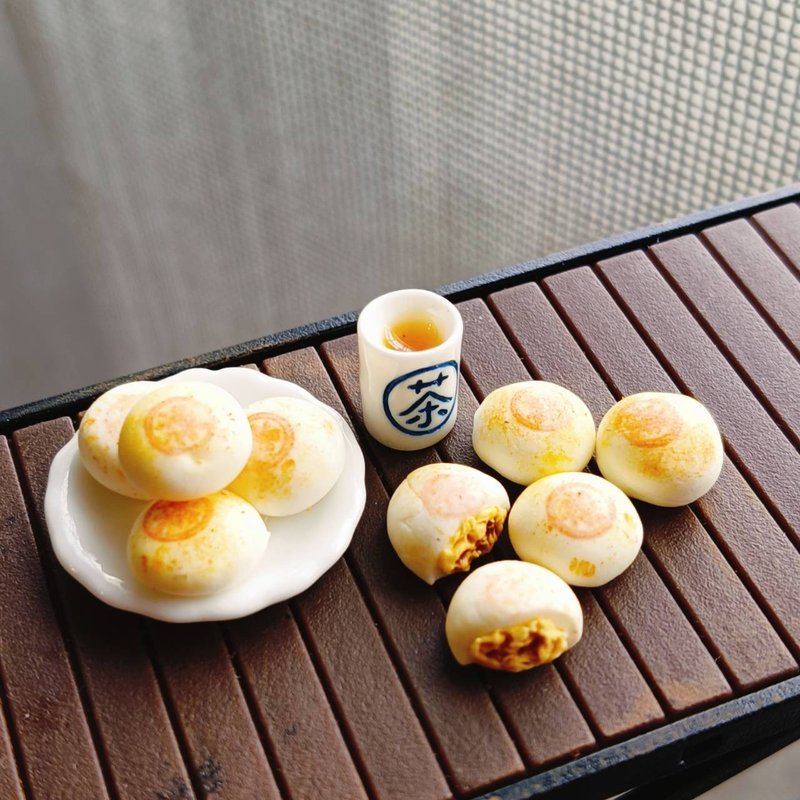 月餅 綠豆椪 茶 傳統 甜點 袖珍 手作 迷你 食玩 微型 藝術 擺飾 - 擺飾/家飾品 - 黏土 