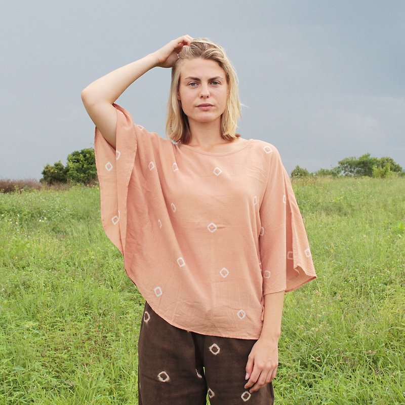 linnil: Old-rose butterfly tunic / natural dye - 女裝 上衣 - 棉．麻 粉紅色